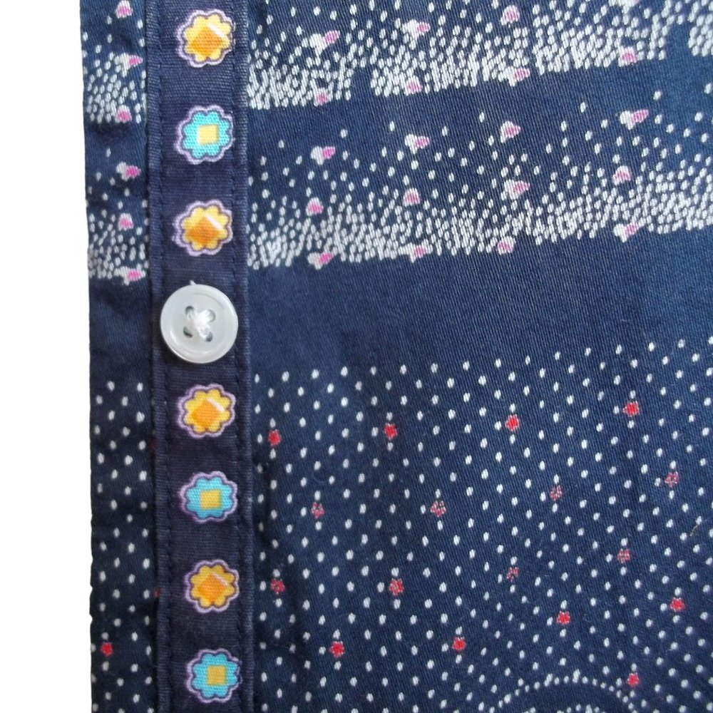 ROBERT GRAHAM Polka Dot Paisley Border Button Front Cotton Womens Blouse Sz 2 - Picture 12 of 14